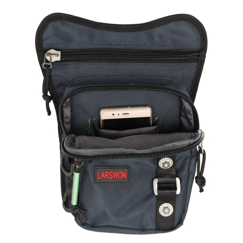 Larswon Thigh Pack, Larswon Leg Bag Thigh Pouch Bag Tactical Waist Bag Motorcycle Bag Waterproof Blue - Image 3